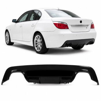 BMW e60 / e61 aizmugurējā bampera difuzors, M5 Style, dubultais, glancēti melns