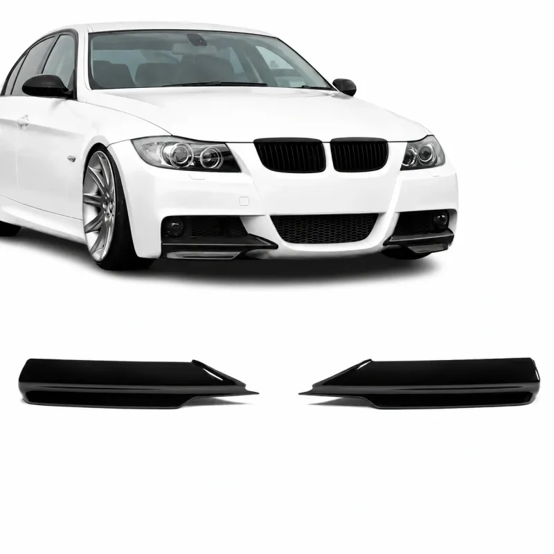 BMW e90 / e91 (05-08) M-pack priekšējā bampera uzlikas, melnas glancētas