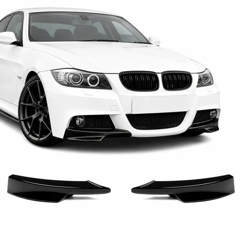 BMW e90 / e91 LCI (08-11) M-pack priekšējā bampera uzlikas, melnas glancētas
