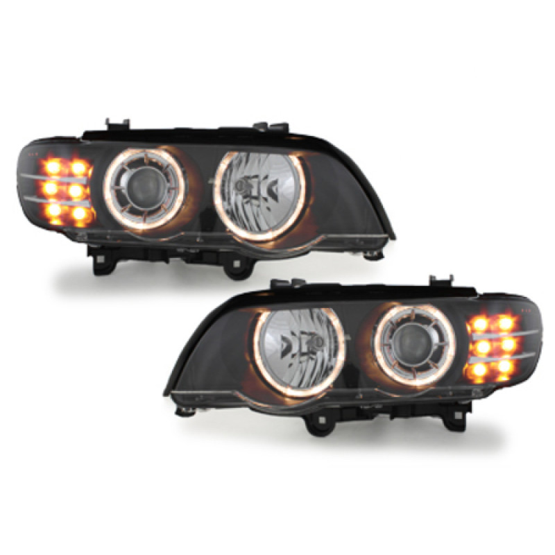 BMW X5 e53 (99-04) xenon lukturi, LED pagriezienu rādītāji, melni