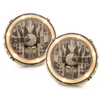 VW Golf (74-83) headlights with angel eyes, black