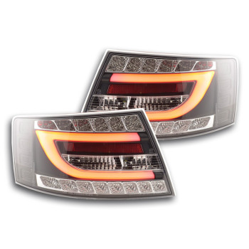 Audi A6 C6 (04-08) LED aizmugurējie lukturi, melni/hromēti