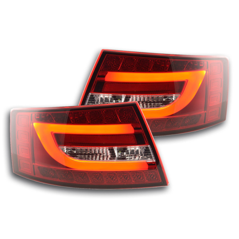 Audi A6 C6 (04-08) LED aizmugurējie lukturi, sarkani/hromēti