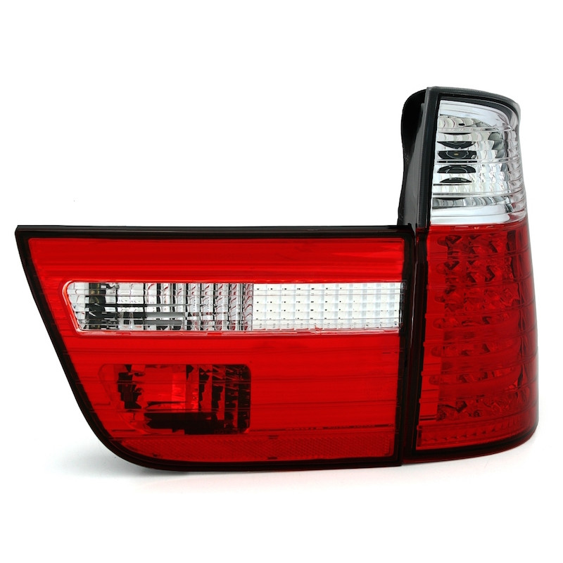 BMW X5 e53 (99-06) LED aizmugurējie lukturi, sarkani/hromēti 2 (spraudnis ar 4 kontaktiem)