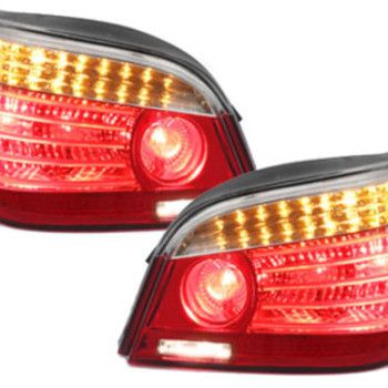 BMW e60 (03-07) LED aizmugurējie lukturi, sarkani/hromēti