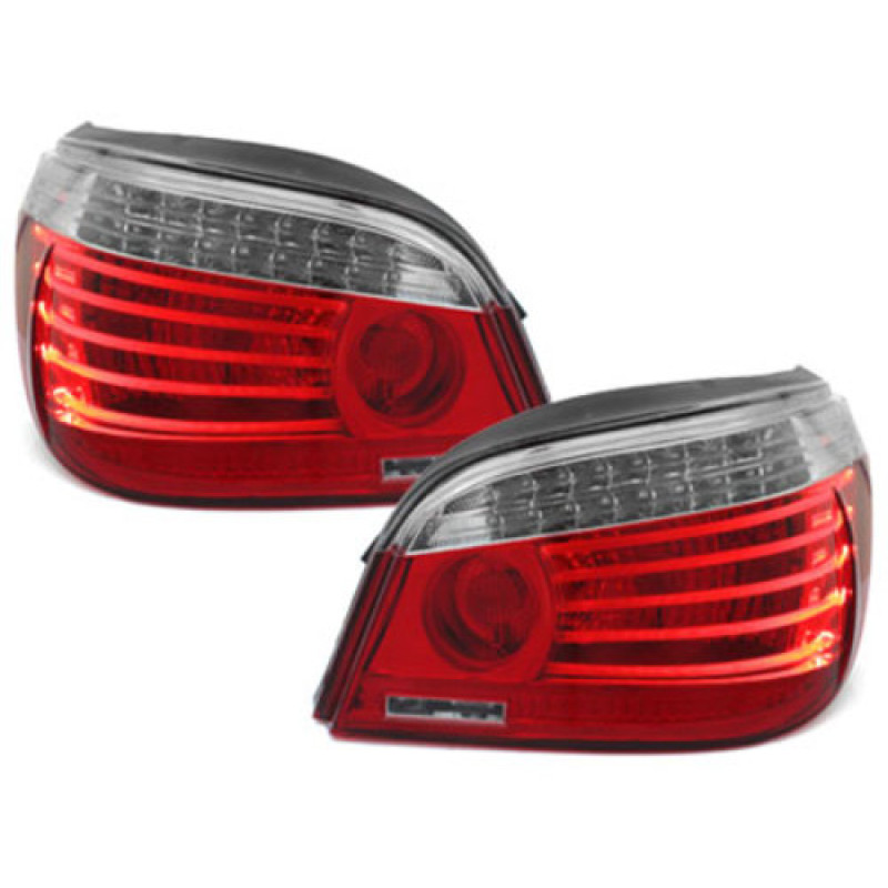 BMW e60 (03-07) LED aizmugurējie lukturi, sarkani/hromēti