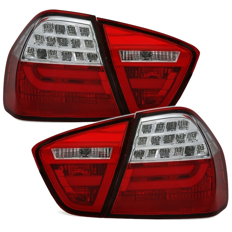BMW e90 (05-08) LED aizmugurējie lukturi, sarkani/hromēti 2