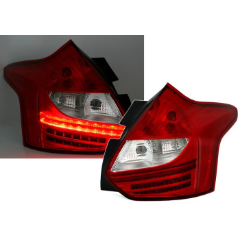 Ford Focus MK3 (11-14) LED aizmugurējie lukturi, sarkani/hromēti