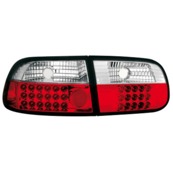 Honda Civic 3D (91-95) LED aizmugurējie lukturi, sarkani/hromēti