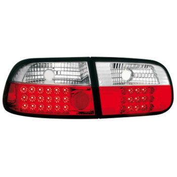 Honda Civic 3D (91-95) LED aizmugurējie lukturi, sarkani/hromēti