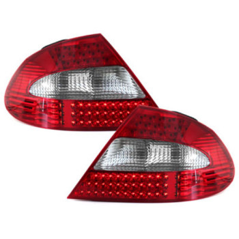 Mercedes w209 (02-09) LED tail lights, red/crystal