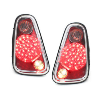 Mini Cooper/One R50 (04-06) LED aizmugurējie lukturi, sarkani/hromēti