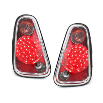Mini Cooper/One R50 (04-06) LED aizmugurējie lukturi, sarkani/hromēti