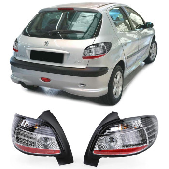 Peugeot 206 (98-09) LED aizmugurējie lukturi, hromēti/melni
