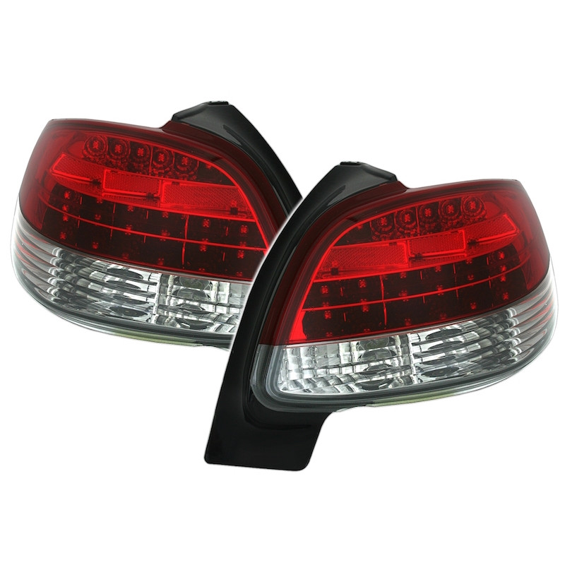 Peugeot 206 (98-06) LED aizmugurējie lukturi, sarkani/hromēti