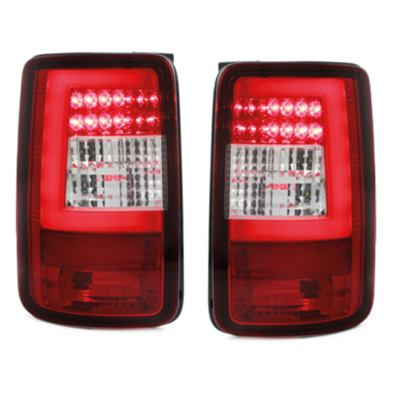 VW Caddy (03-15) LED aizmugurējie lukturi, sarkani/hromēti